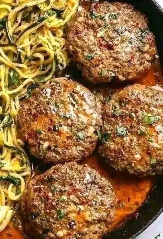 Hamburger steaks with onion gravy